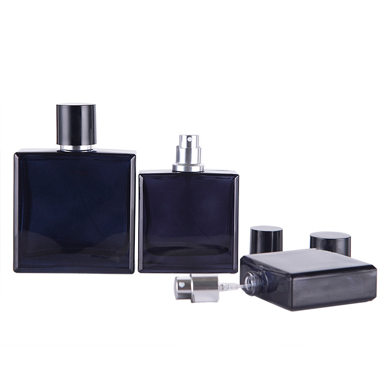 Perfume Imperium Fragrance World - 30/50ml Ciemnoniebieska przezroczysta płaska kwadratowa szklana